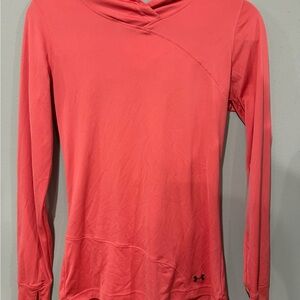 Under Armour Coral Pink Thumbhole Hoodie HeatGear Med